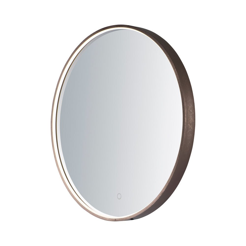 Mirror Round LED Wall Mirror in Anodized Bronze.