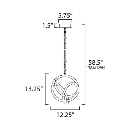 Mobius LED Mini Pendant Light - line drawing.