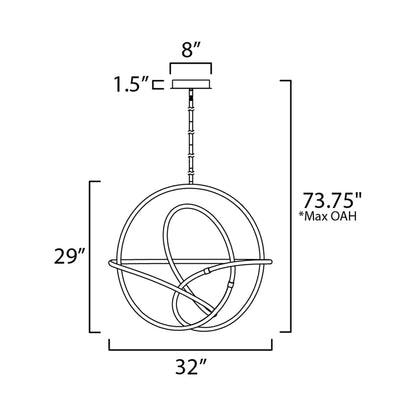 Mobius LED Pendant Light - line drawing.