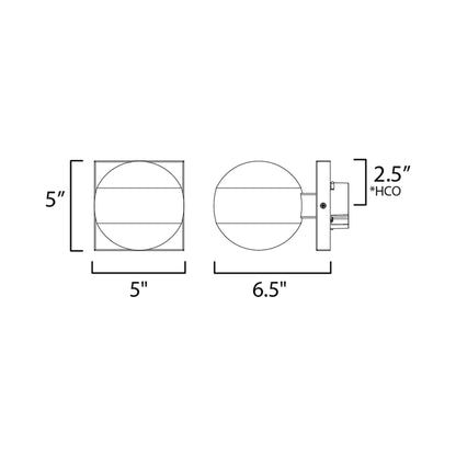Modular Globe Outdoor LED Wall Light - line drawing.