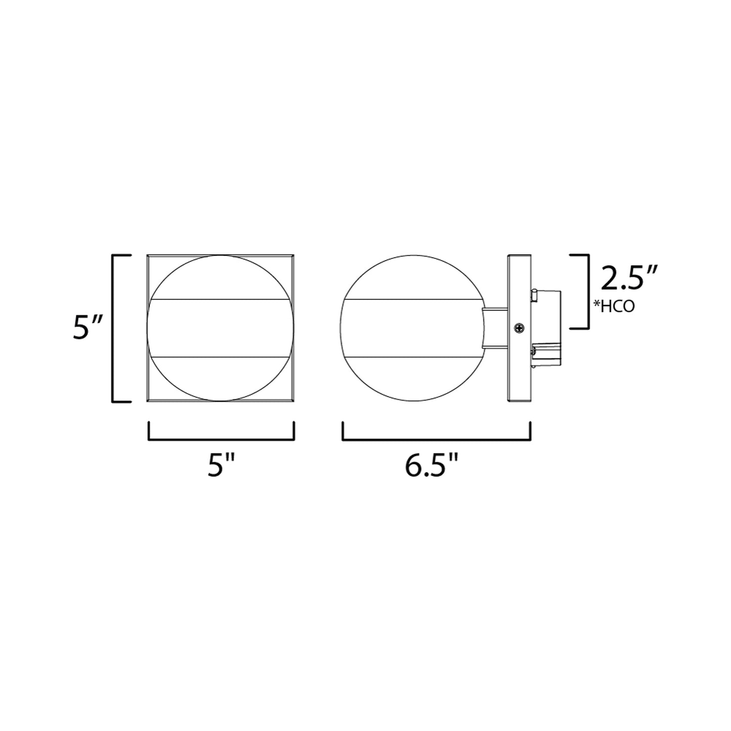 Modular Globe Outdoor LED Wall Light - line drawing.