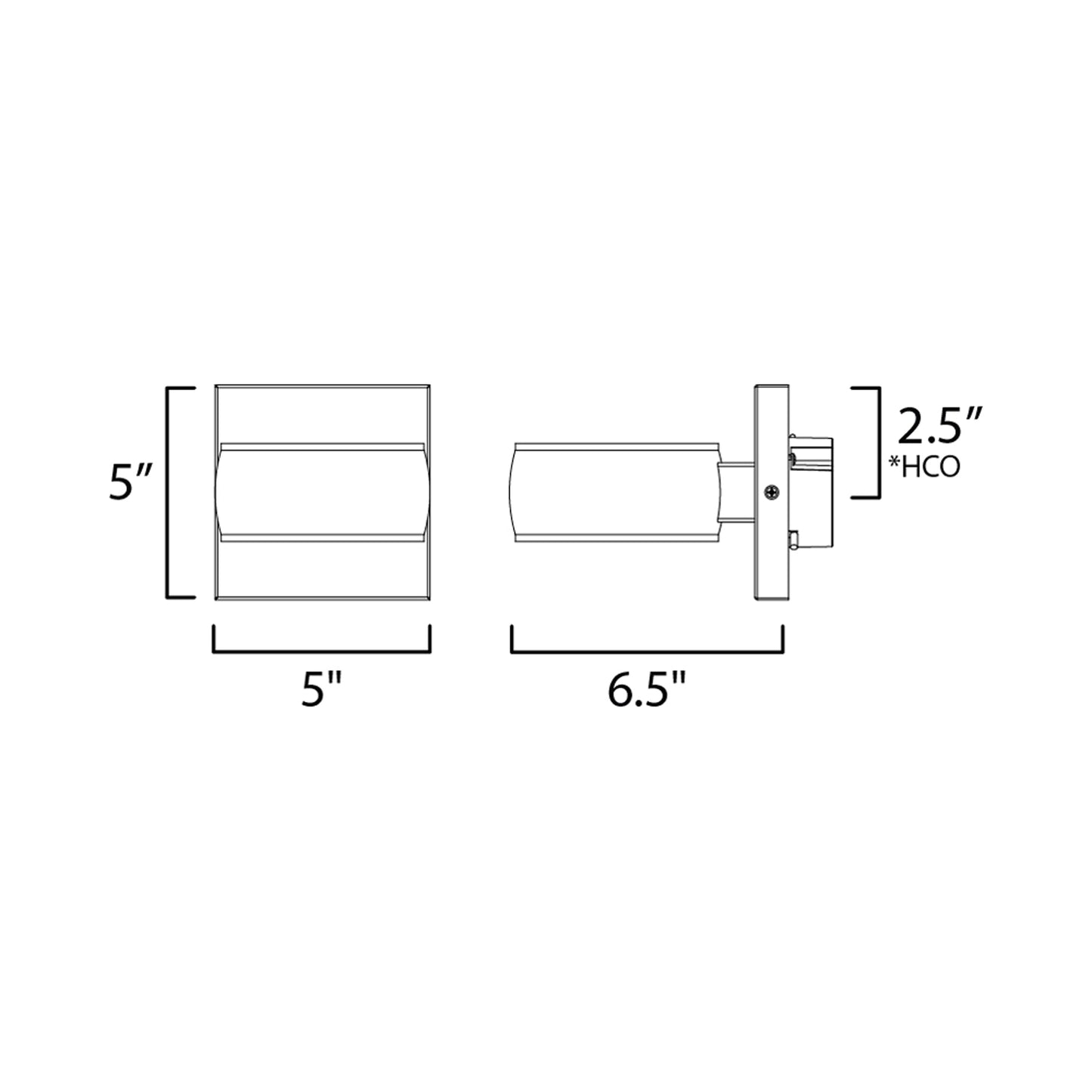 Modular Round Outdoor LED Wall Light - line drawing.