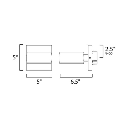 Modular Round Outdoor LED Wall Light - line drawing.