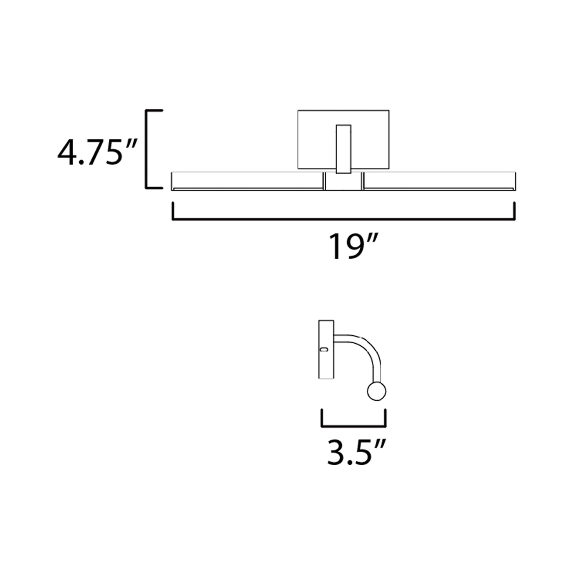 Mona LED Picture Light - line drawing.