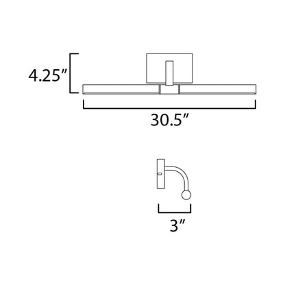 Mona LED Picture Light - line drawing.