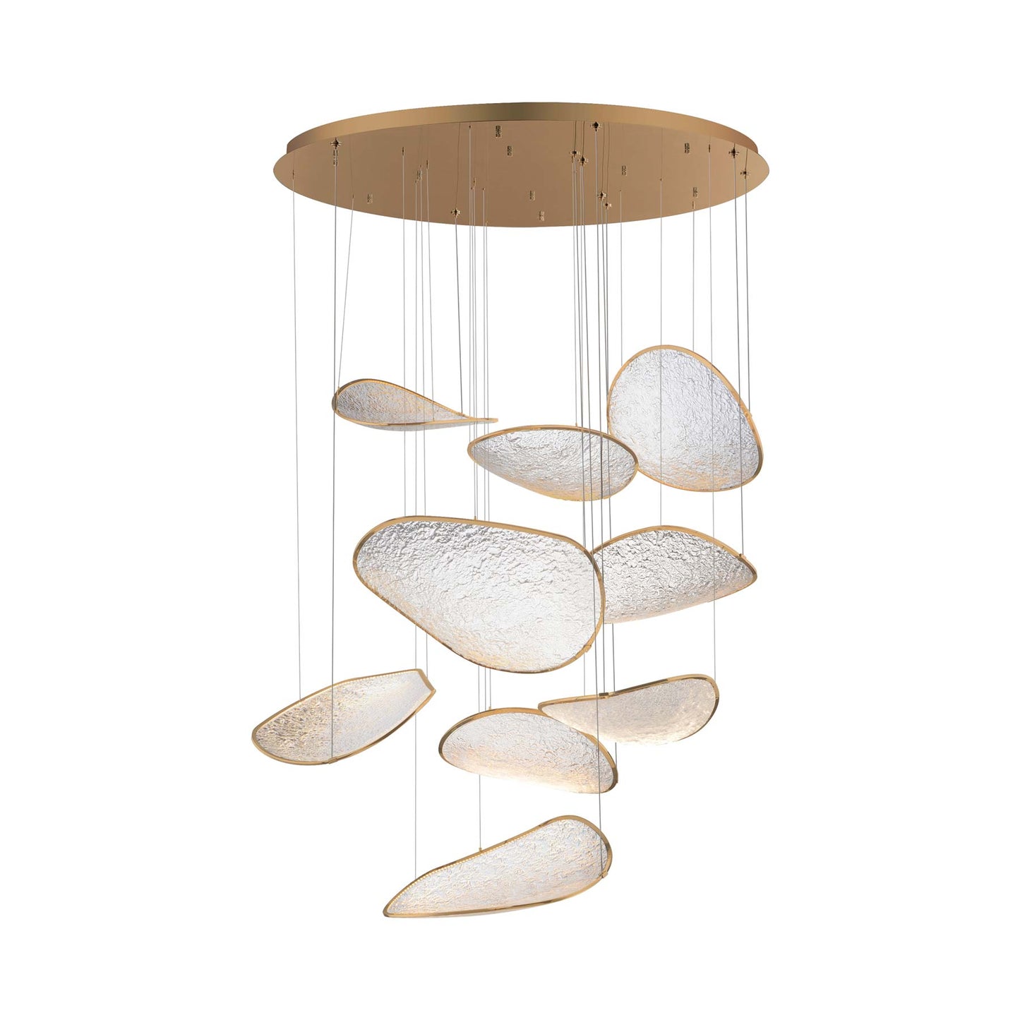 Moonscapes LED Multi Light Pendant Light in Brushed Champagne (9-Light).