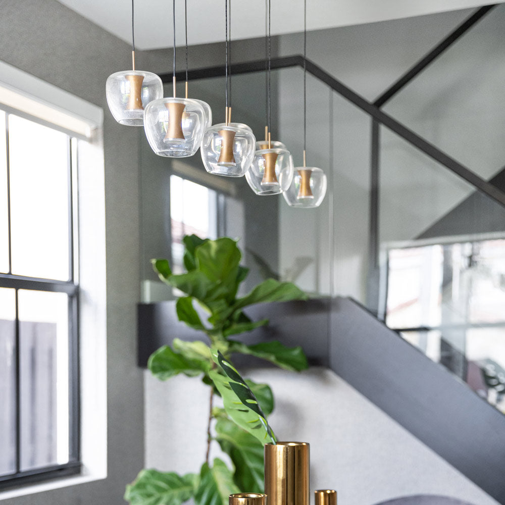 Newton LED Linear Pendant Light in living room.