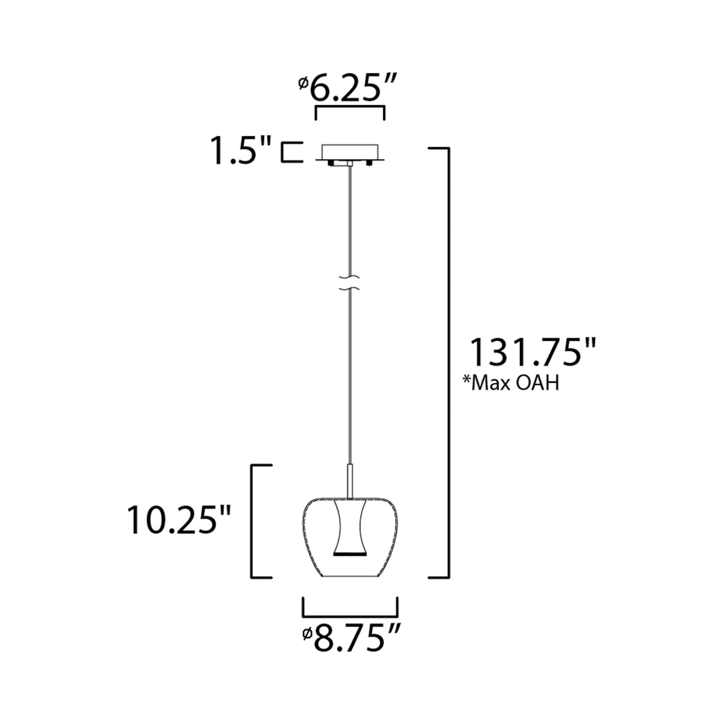 Newton LED Pendant Light - line drawing.