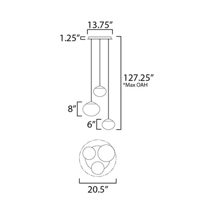 Nimbus LED Multi Light Pendant Light - line drawing.