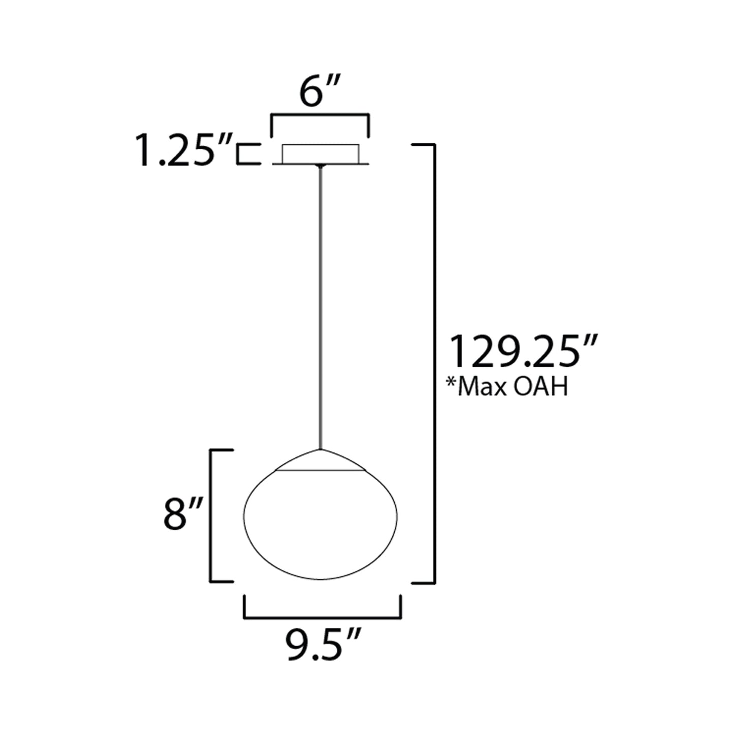 Nimbus LED Pendant Light - line drawing.