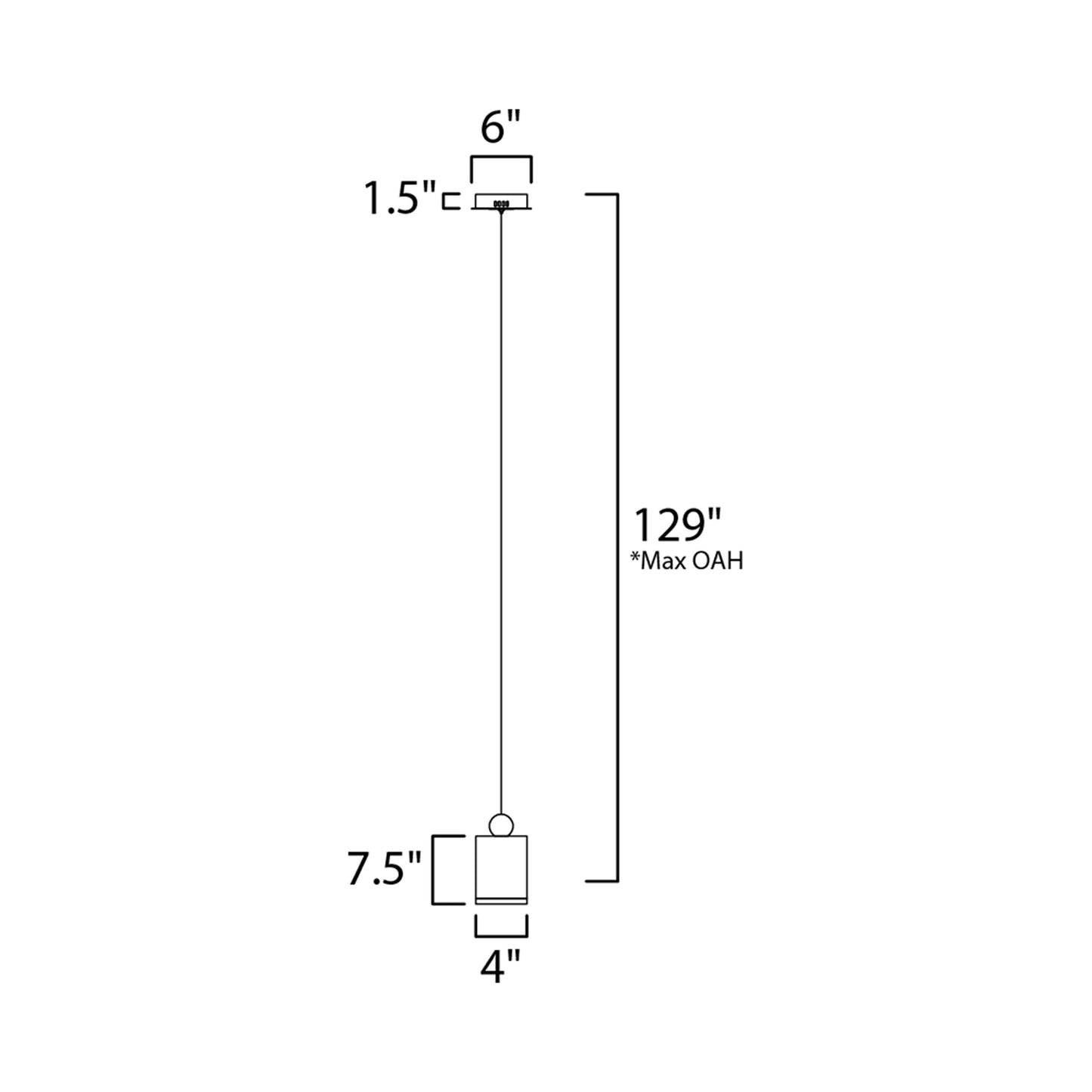 Nob LED Mini Pendant Light - line drawing.