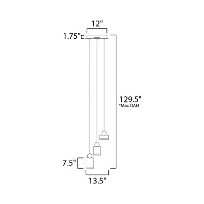 Nob LED Multi Light Pendant Light - line drawing.