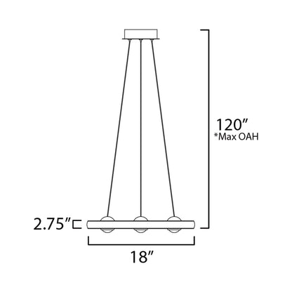 Nodes LED Pendant Light - line drawing.