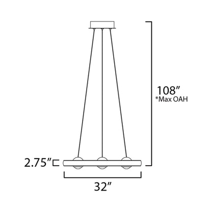 Nodes LED Pendant Light - line drawing.