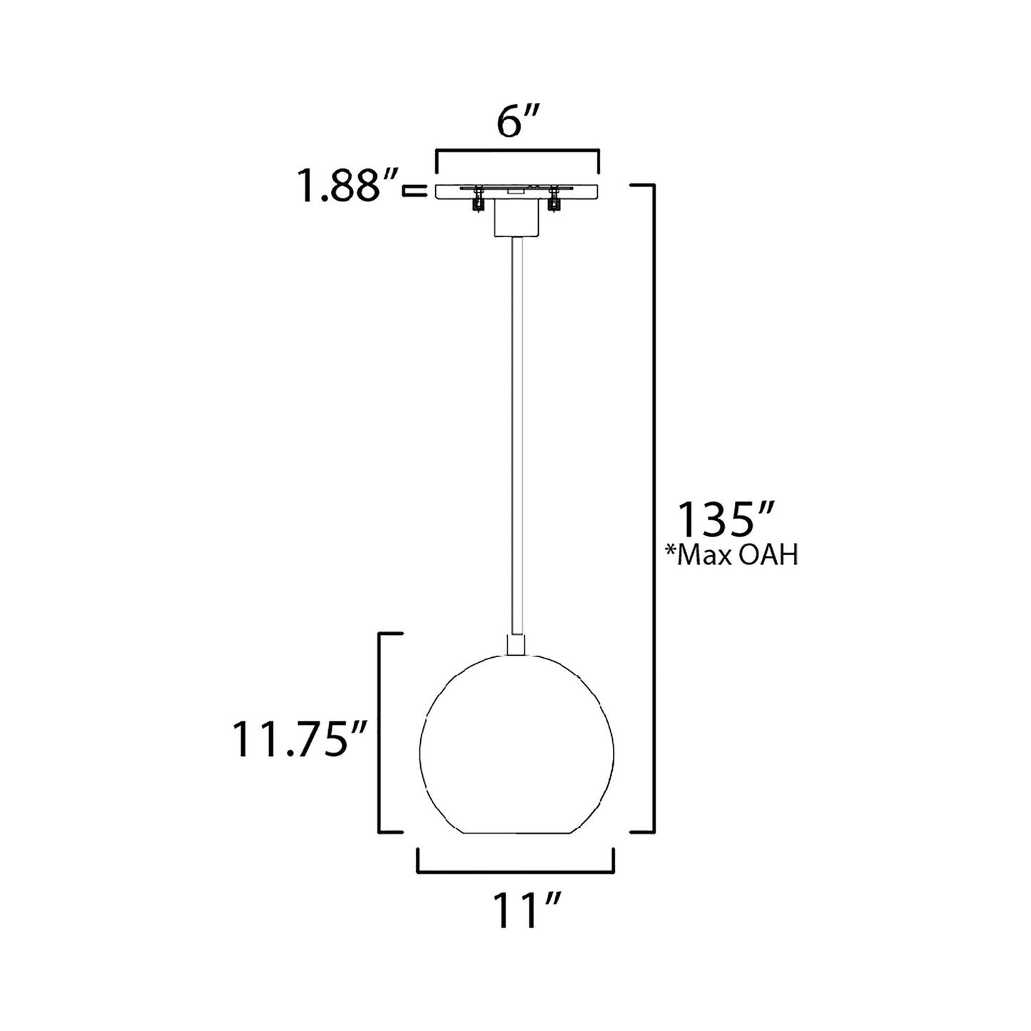 Nucleus LED Pendant Light - line drawing.
