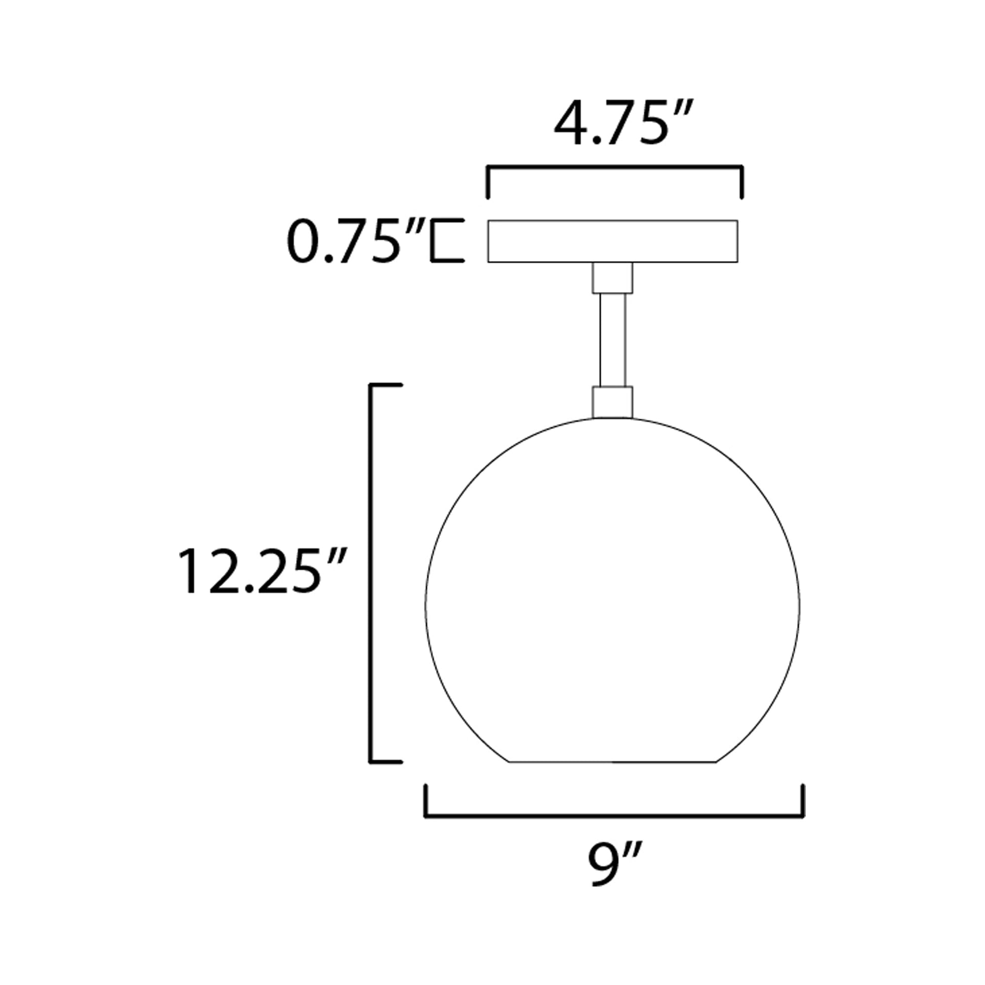 Nucleus LED Semi Flush Mount Ceiling Light - line drawing.