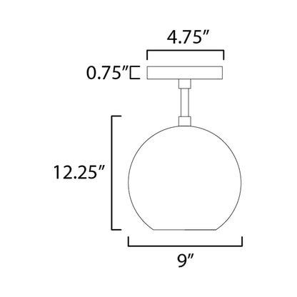 Nucleus LED Semi Flush Mount Ceiling Light - line drawing.