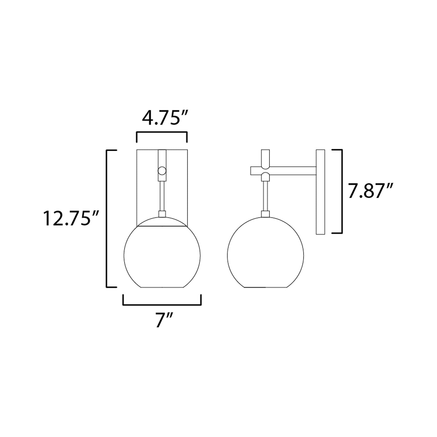 Nucleus LED Wall Light - line drawing.