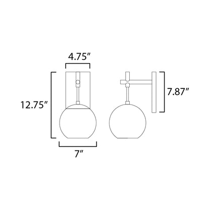 Nucleus LED Wall Light - line drawing.