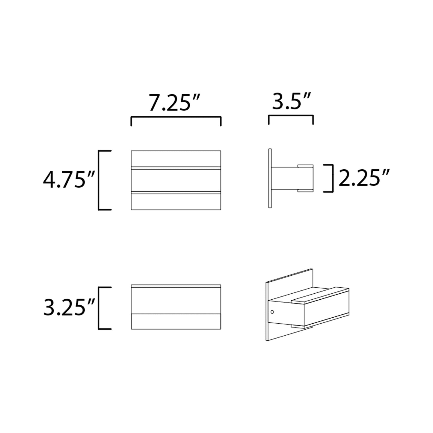 Omni LED Bath Vanity Light - line drawing.