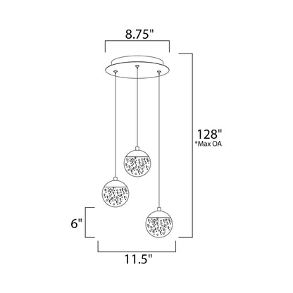 Orb II LED Multi Light Pendant Light - line drawing.
