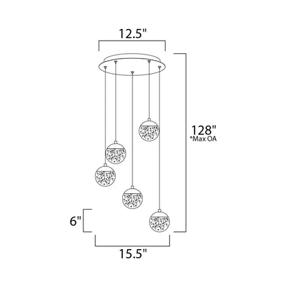 Orb II LED Multi Light Pendant Light - line drawing.
