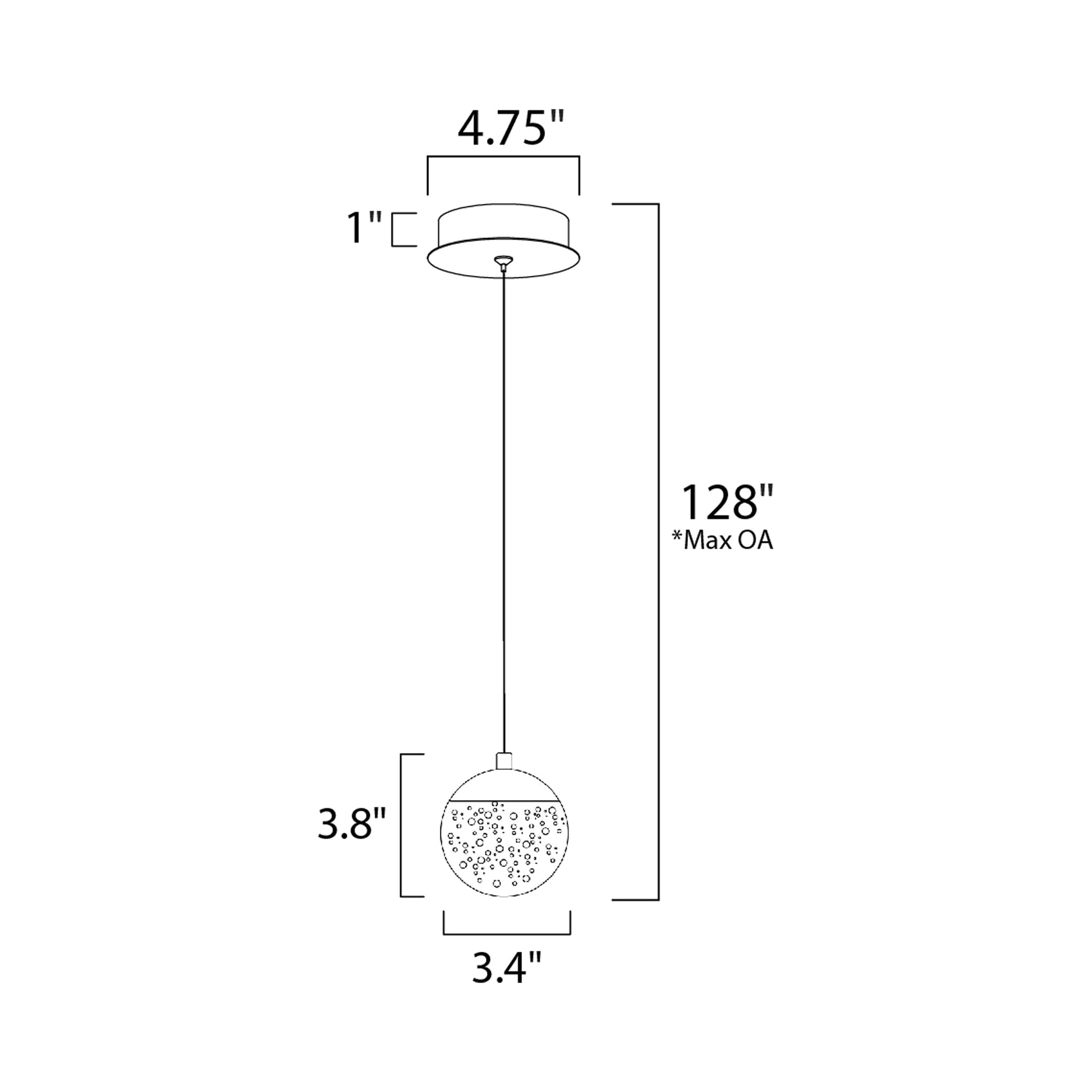 Orb II LED Single Pendant Light - line drawing.