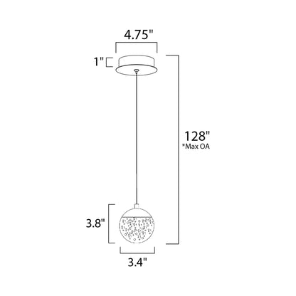 Orb II LED Single Pendant Light - line drawing.