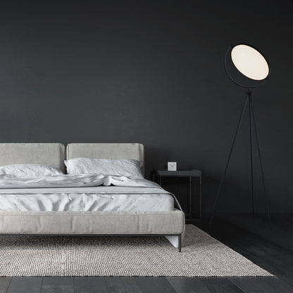 Paddle LED Floor Lamp in bedroom.