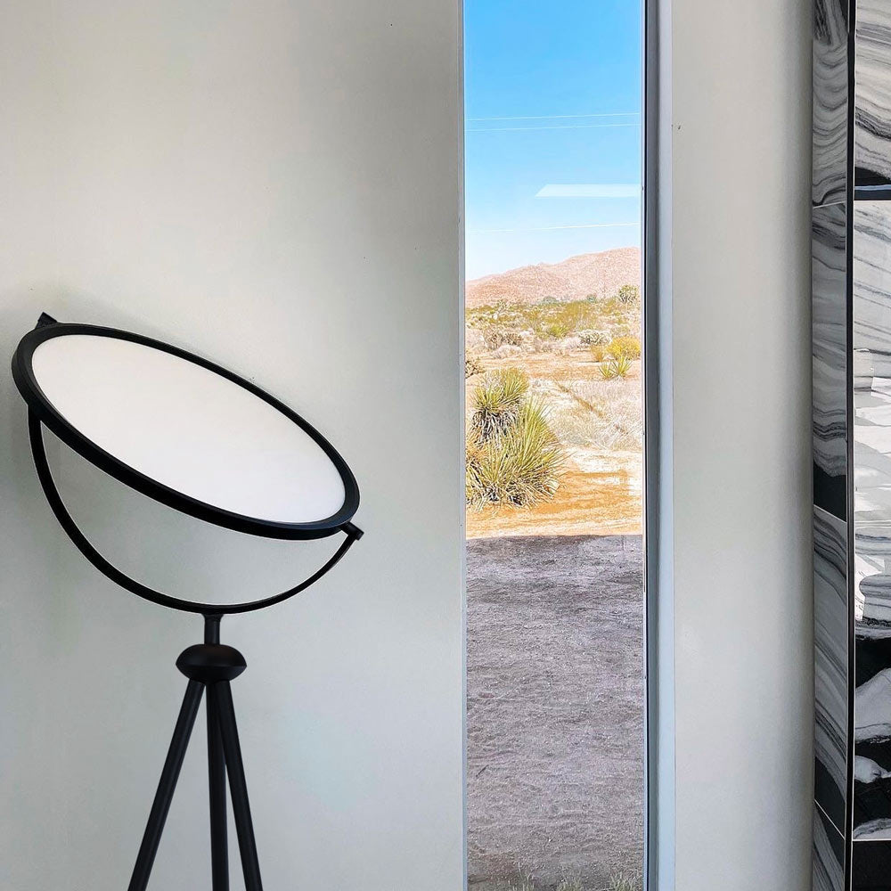 Paddle LED Floor Lamp in living room.