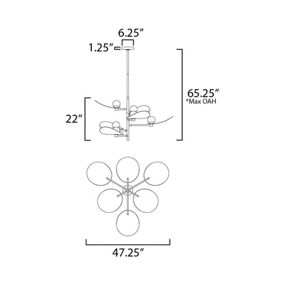 Pearl LED Pendant Light - line drawing.