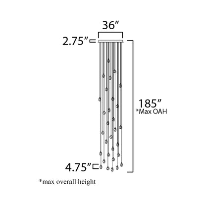 Pebble LED Pendant Light - line drawing.