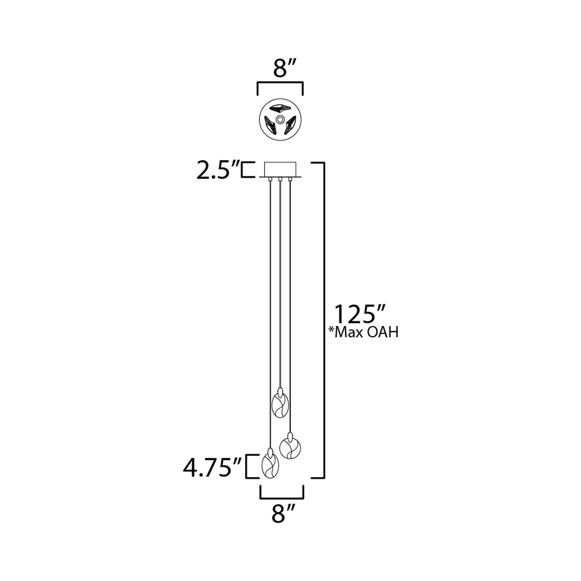 Pebble LED Pendant Light - line drawing.