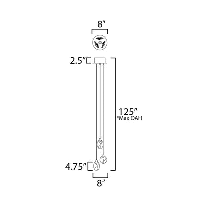 Pebble LED Pendant Light - line drawing.