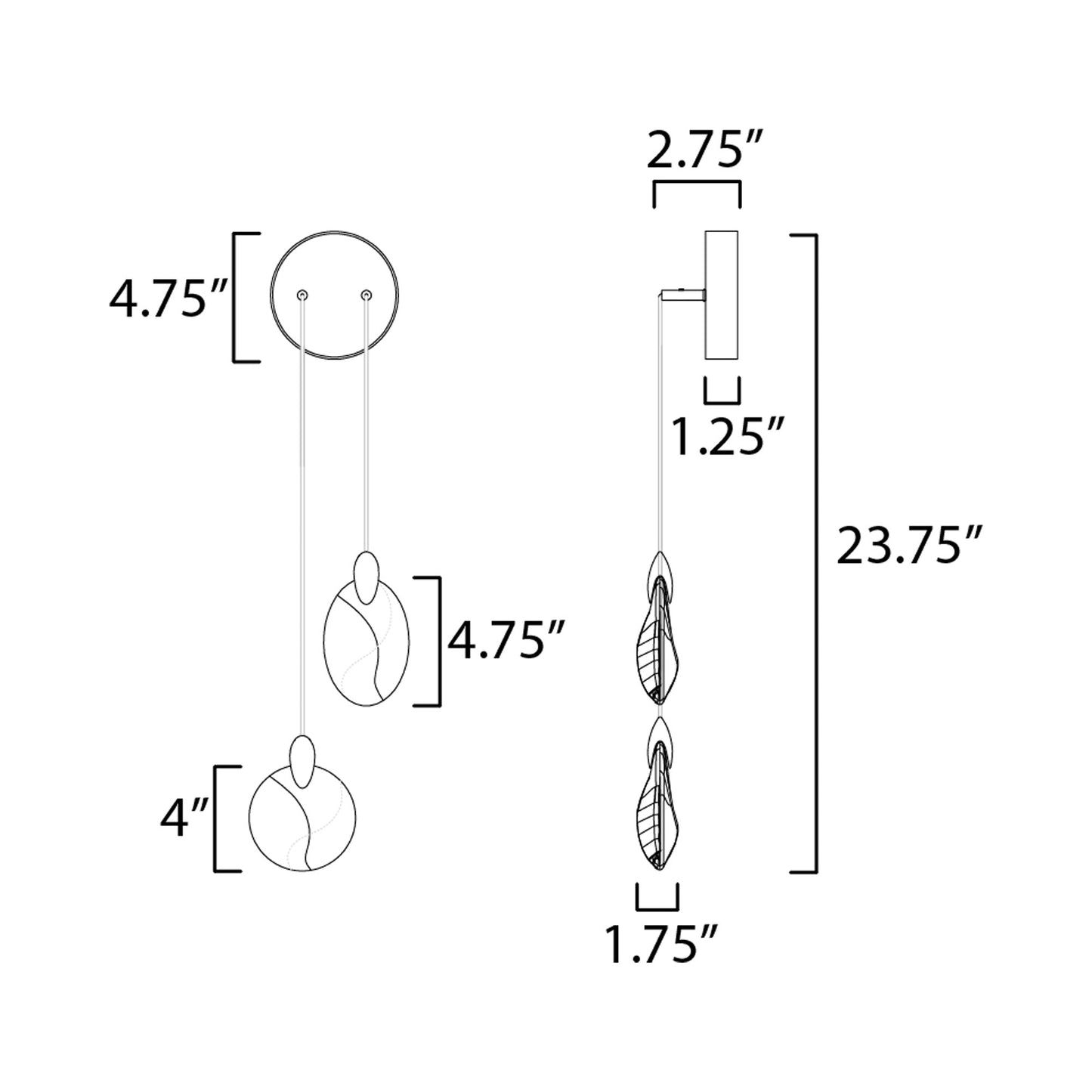 Pebble LED Wall Light - line drawing.
