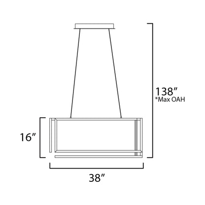Penrose LED Linear Pendant Light - line drawing.