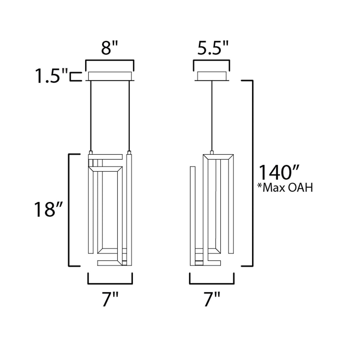Penrose LED Pendant Light - line drawing.