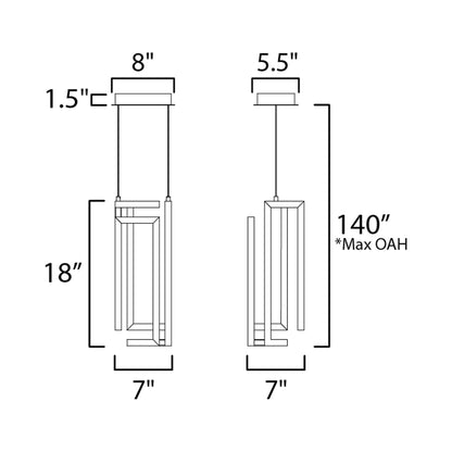 Penrose LED Pendant Light - line drawing.