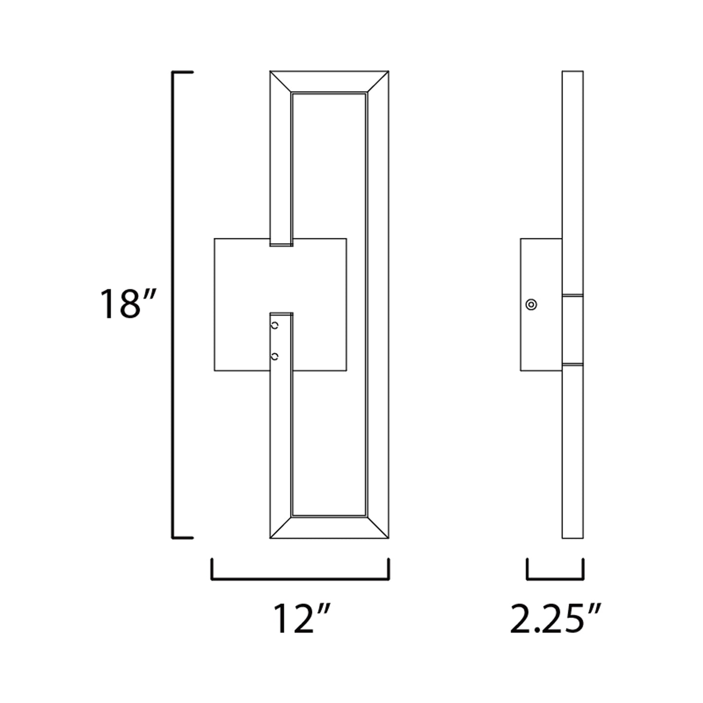 Penrose Rectangle LED Wall Light - line drawing.