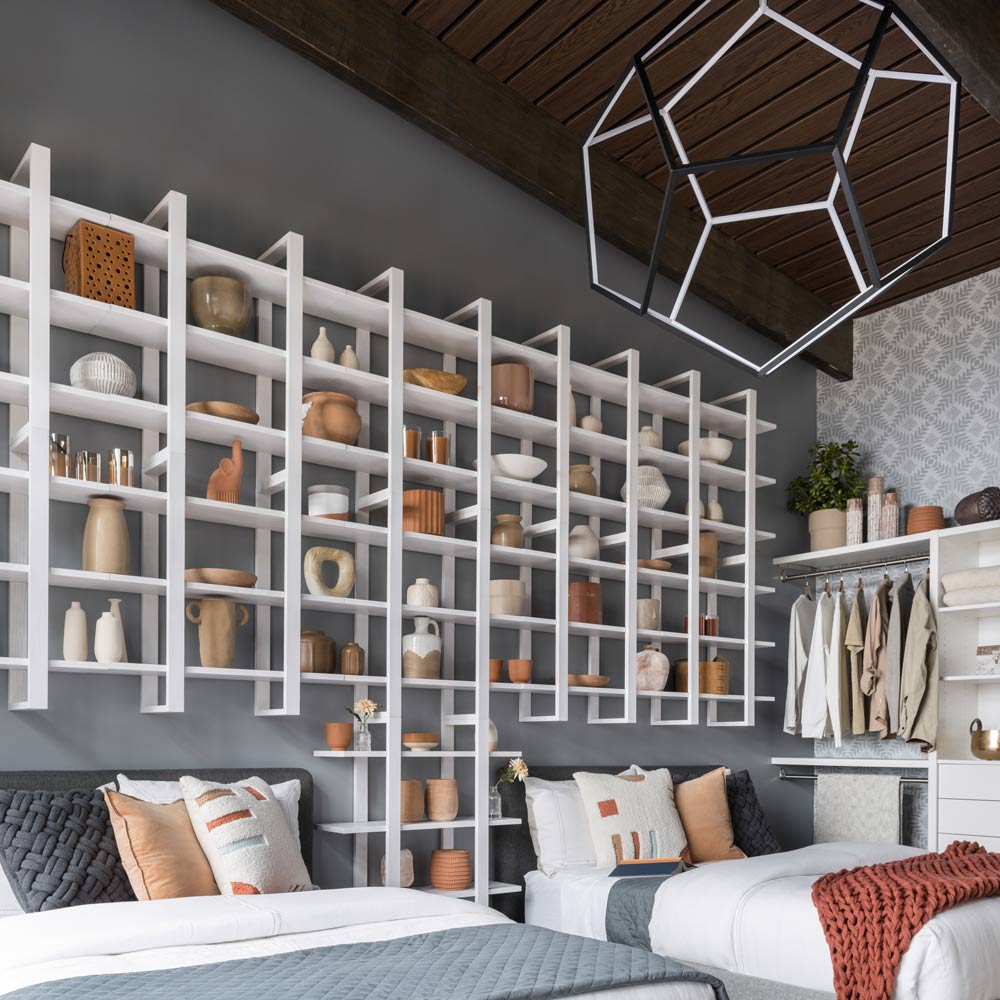 Penta LED Pendant Light in bedroom.