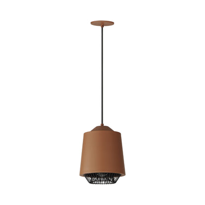 Phoenix Cylinder Pendant Light in Brick/Black (Small).