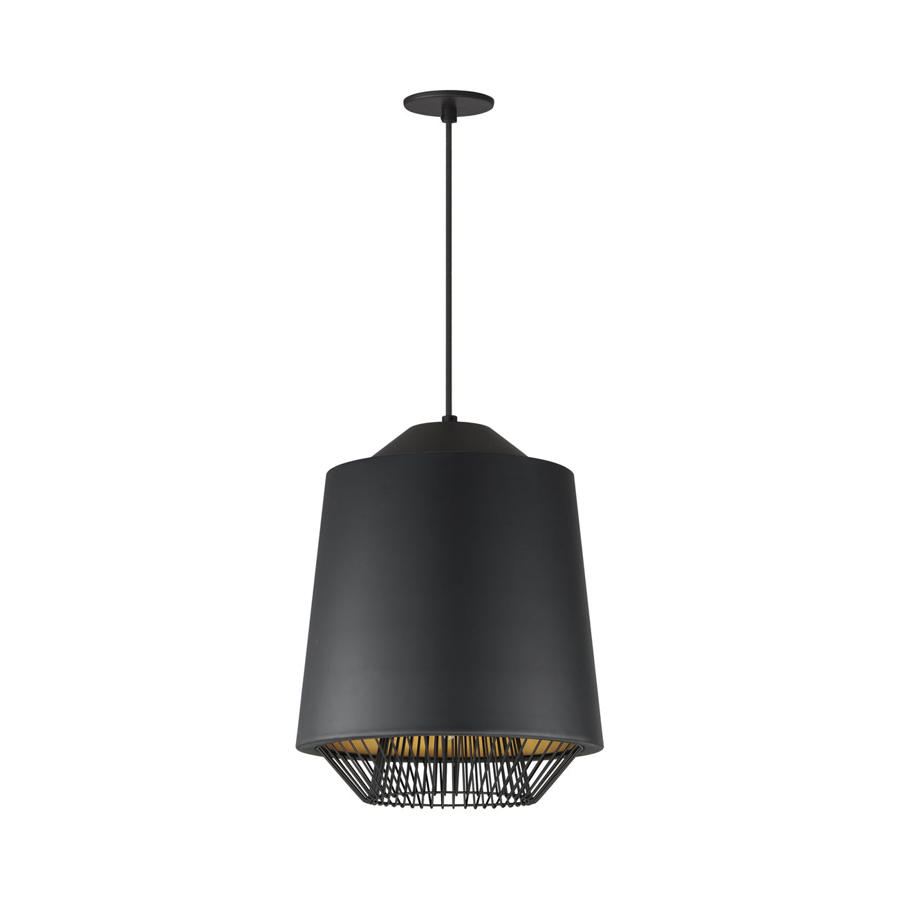 Phoenix Cylinder Pendant Light in Black/Gold (Medium).