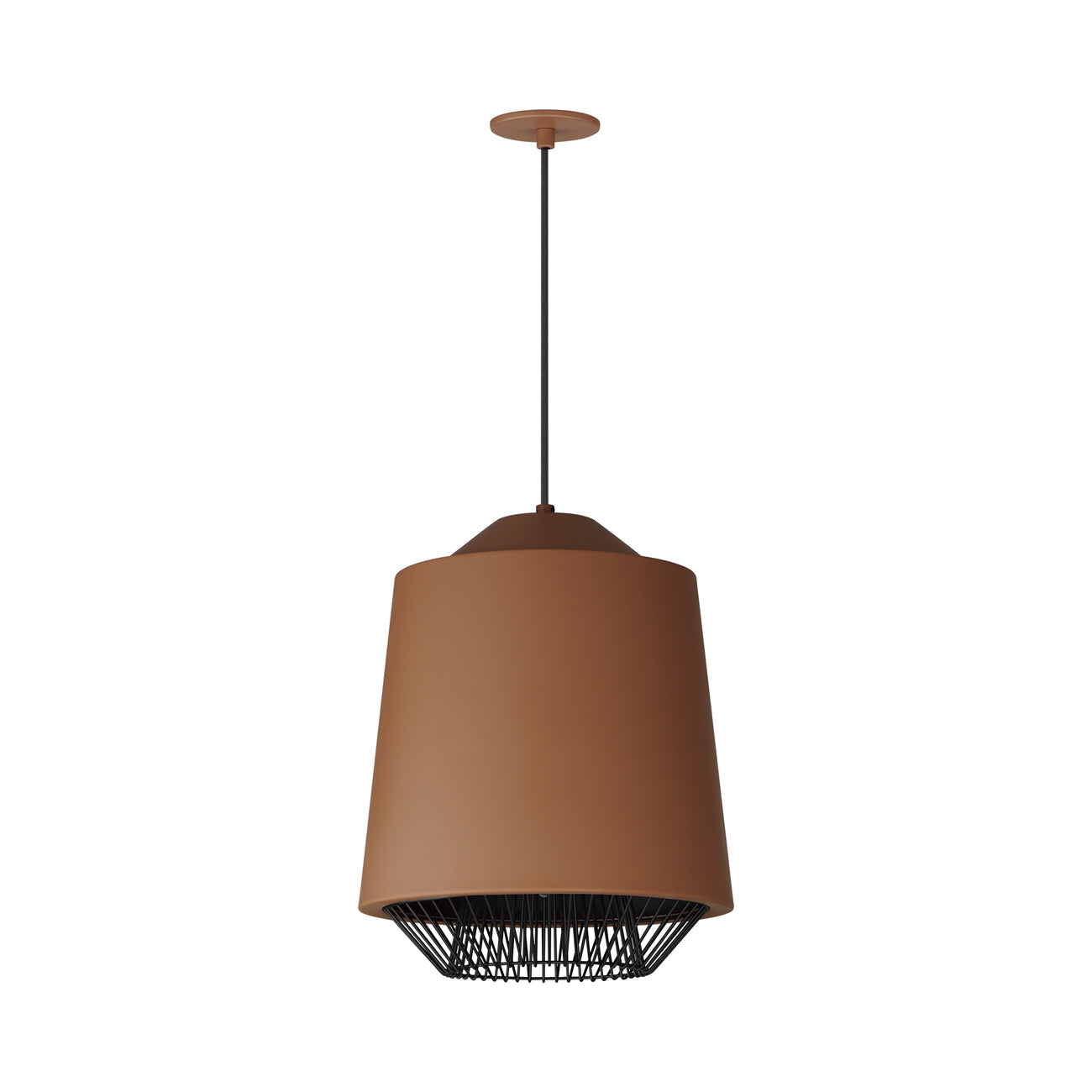 Phoenix Cylinder Pendant Light in Brick/Black (Medium).