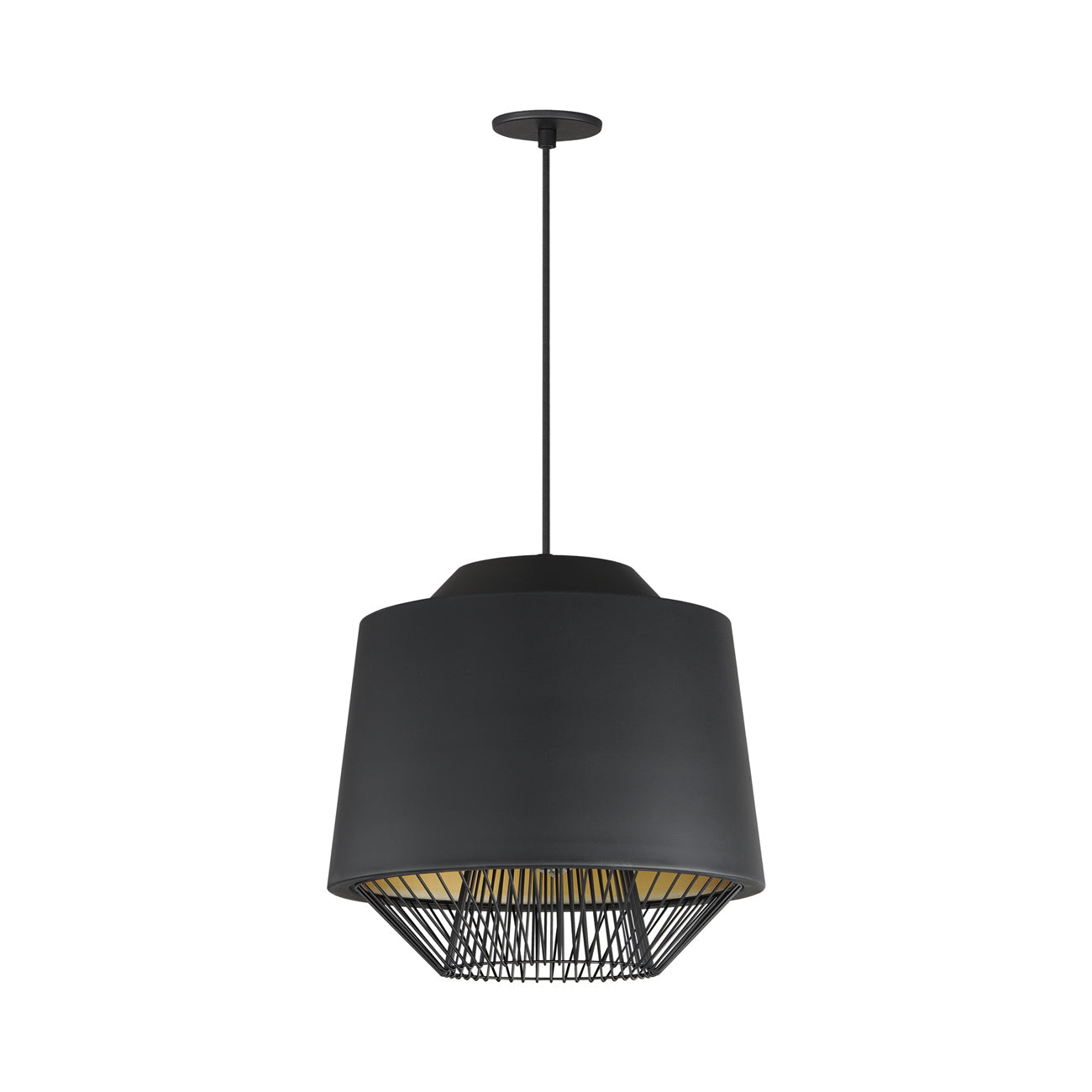 Phoenix Cylinder Pendant Light in Black/Gold (Large).