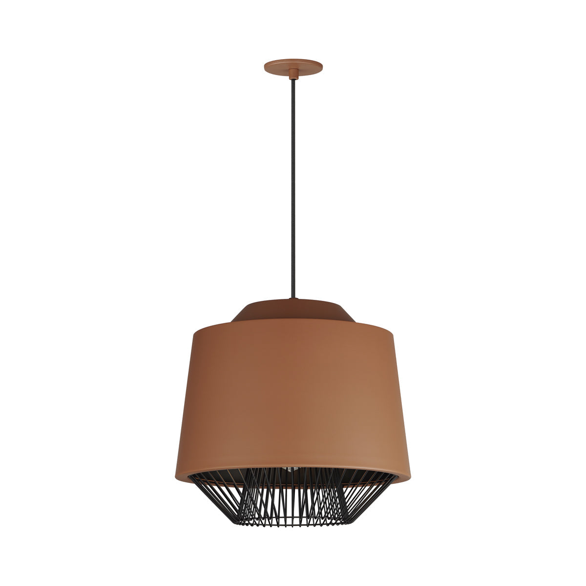 Phoenix Cylinder Pendant Light in Brick/Black (Large).