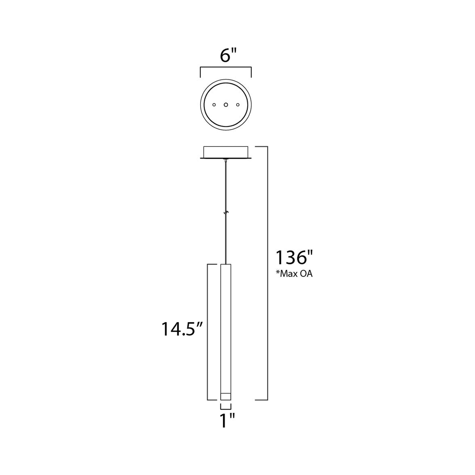 Picolo LED Mini Pendant Light - line drawing.
