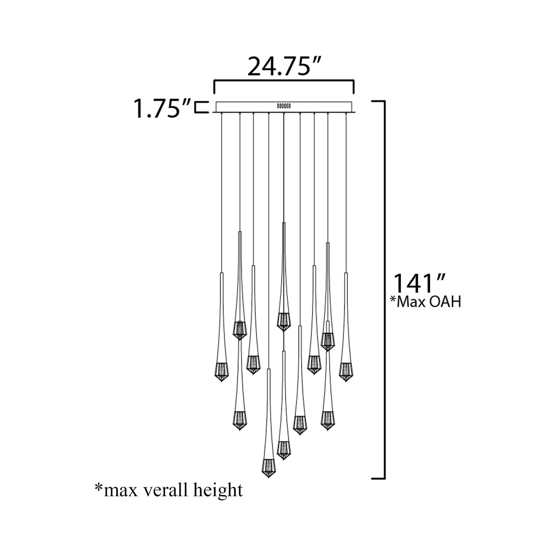 Pierce LED Pendant Light - line drawing.