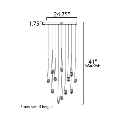 Pierce LED Pendant Light - line drawing.