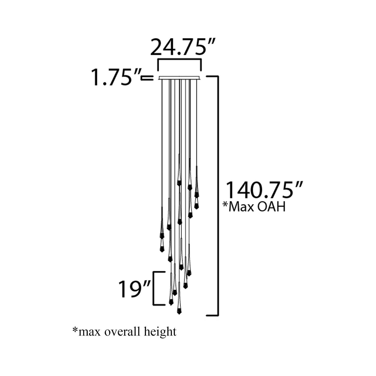 Pierce LED Pendant Light - line drawing.