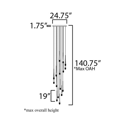 Pierce LED Pendant Light - line drawing.